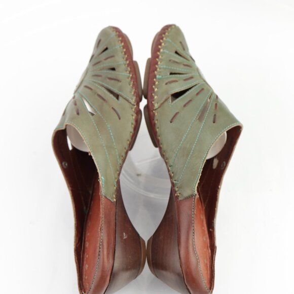 Pikolinos Womens Romana Mule Size 41 10 Green Leather Low Heel Cutout Comfy Shoe - Picture 7 of 11